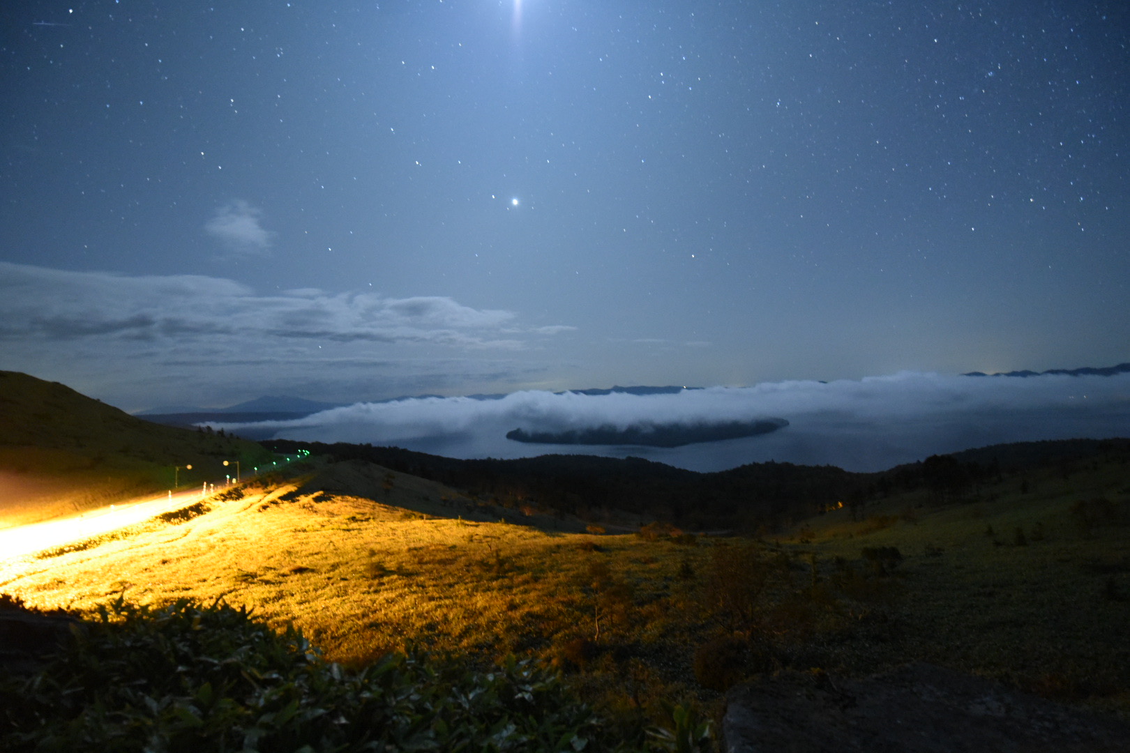 美幌峠　雲海と星空